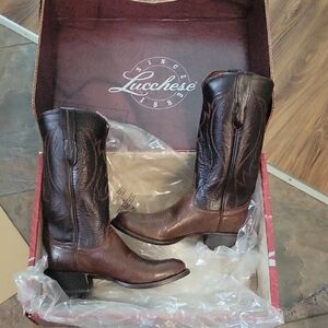 Lucchese Men's Cigar Smooth Ostrich Medium Round Toe Cowboy Boots